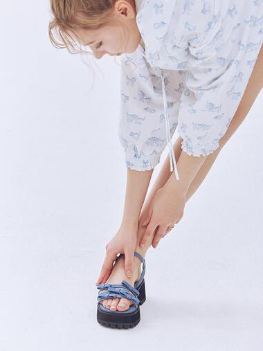 Ribbi Petite Ribbon Platform Sandals 리비 쁘띠뜨 리본 플랫폼 샌들 - Denim Blue
